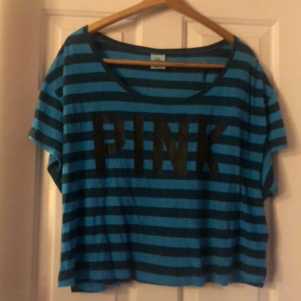 Blue Striped Crop Top